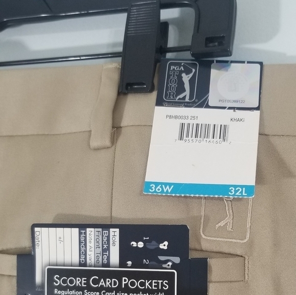 PGA Tour NWT Mens Golf Pants. Gripper Waistband Scorecard Pocket. 36"W x 32"L. - Picture 5 of 9